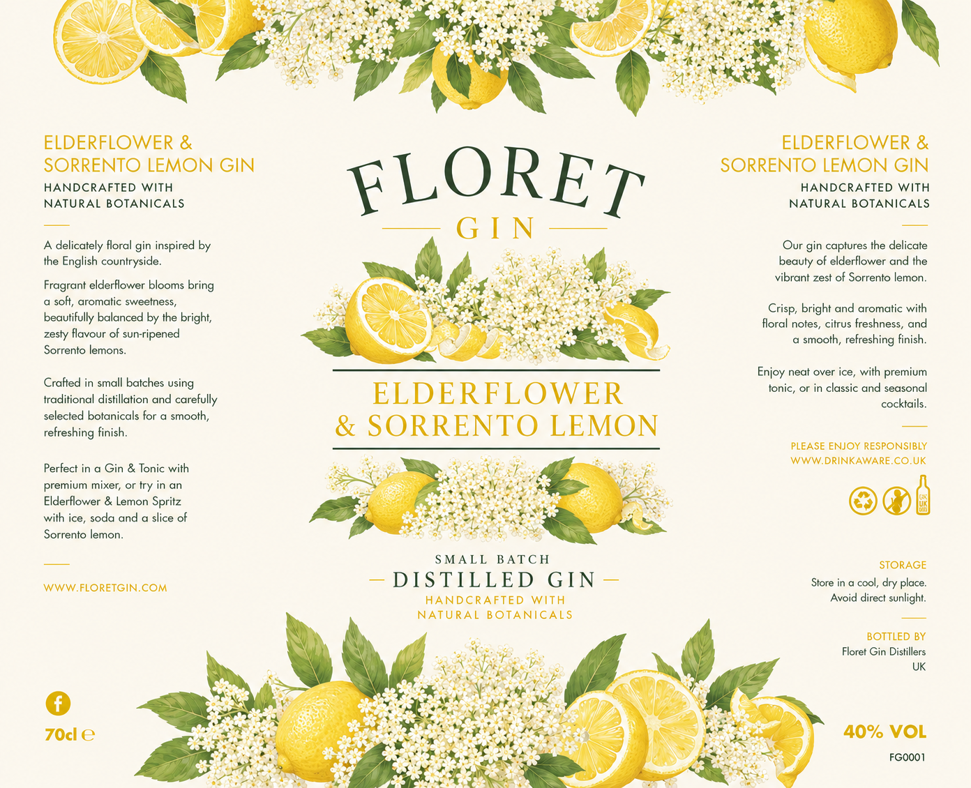 Floret, Elderflower & Sorrento Lemon Gin